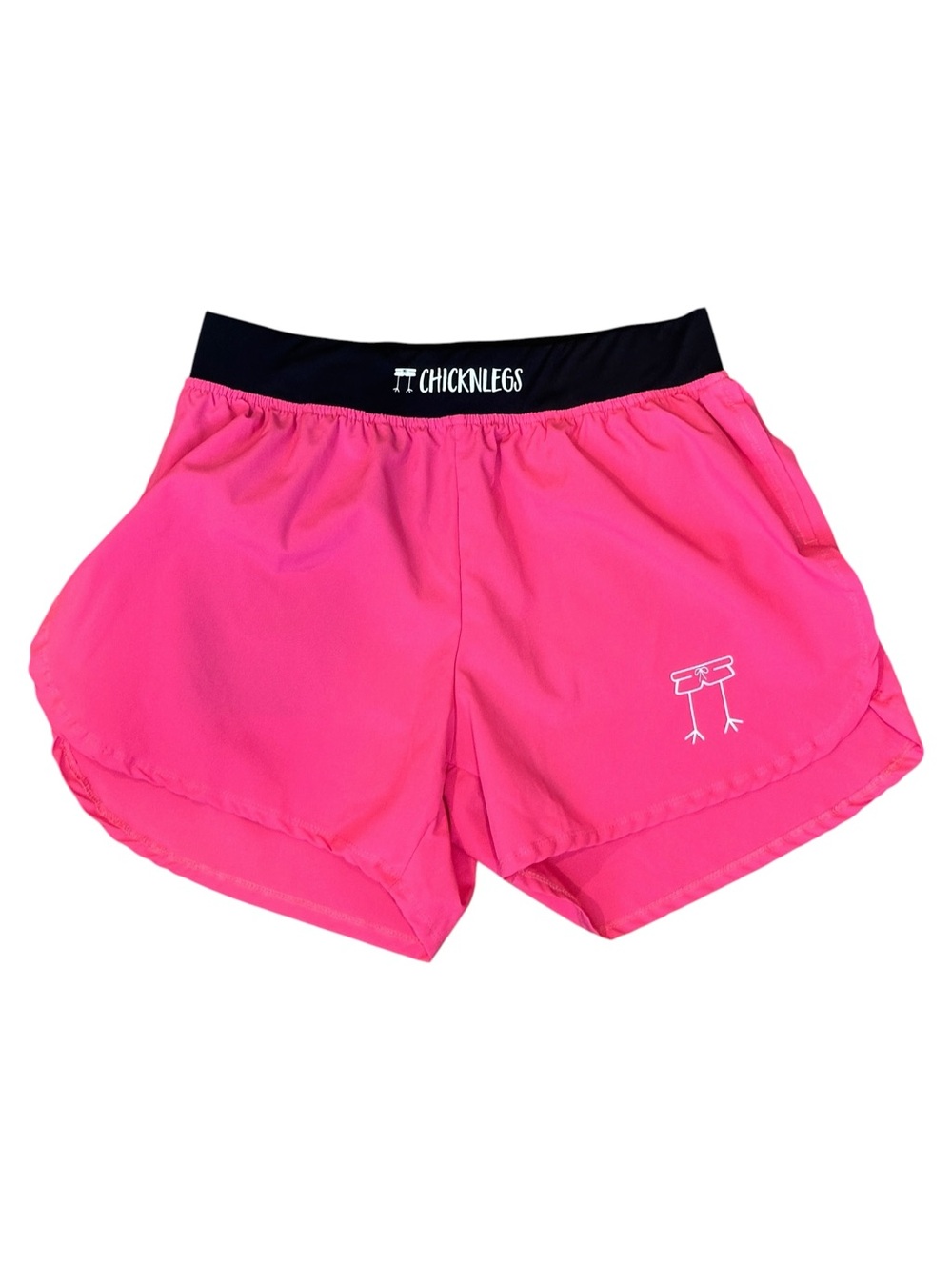 ChicknLegs 4” Half Split Athletic Lined Running Shorts Neon Pink Men’s Medium - Picture 2 of 4
